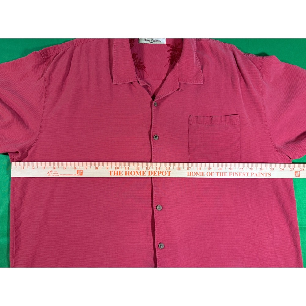 Tommy Bahama Mens Salmon/Red Waffle Weave Short Sleeve Camp Shirt XXL - Picture 5 of 7